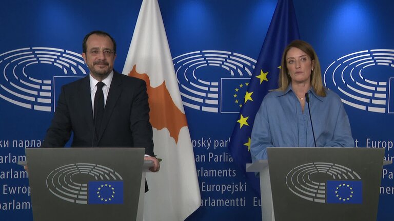 Press point by Roberta METSOLA, EP President, and Nikos CHRISTODOULIDES, President of Cyprus