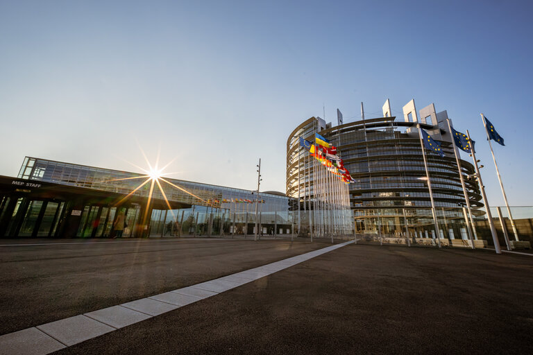 Outside view of the EP headquarters in Strasbourg