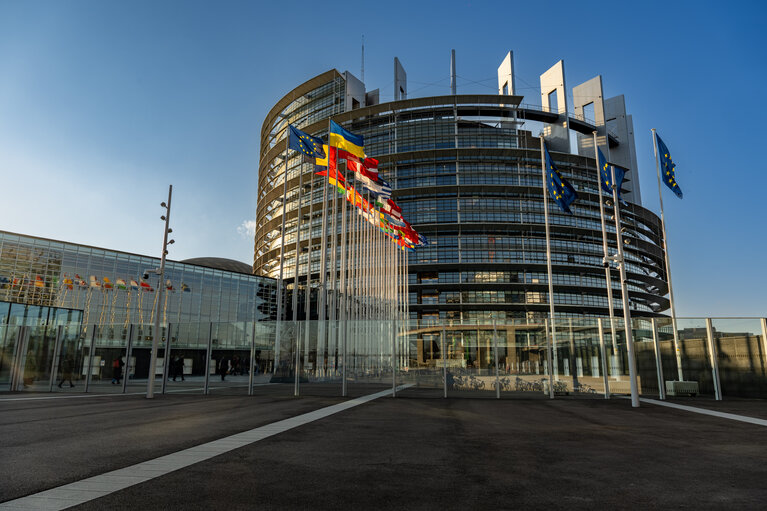 Outside view of the EP headquarters in Strasbourg