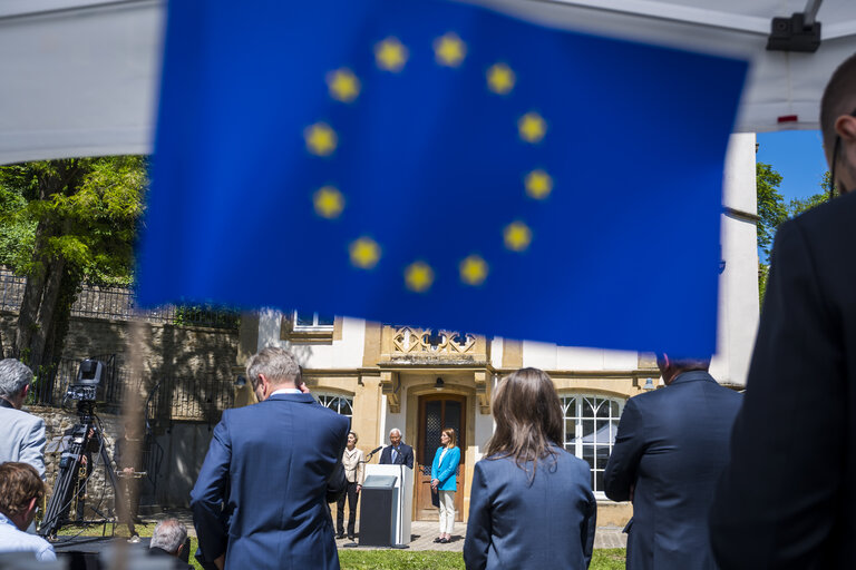 Europe day - 75th Anniversary of the Schuman Declaration Luxembourg with Luc FRIEDEN, Luxembourgish Prime Minister, Roberta METSOLA, EP President, António COSTA, President of the European Council and Ursula von der LEYEN, President of the European Commission