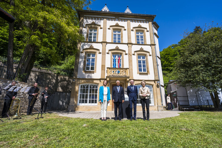 Europe day - 75th Anniversary of the Schuman Declaration Luxembourg with Luc FRIEDEN, Luxembourgish Prime Minister, Roberta METSOLA, EP President, António COSTA, President of the European Council and Ursula von der LEYEN, President of the European Commission