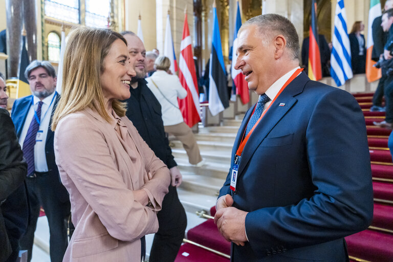 Photo 5 : European Speakers Conference in Budapest (Hungary) - Attendance of Roberta METSOLA, EP President at the Opening Session titled ‘Challenges Facing Europe’