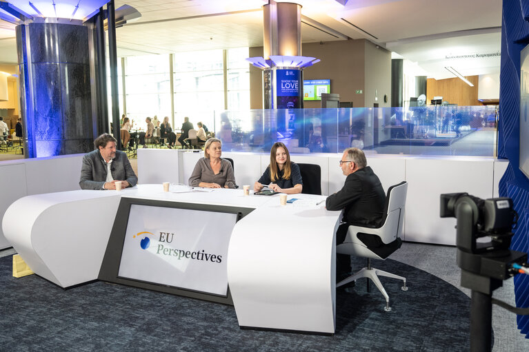 Podcast recording with MEPs Vrecionova, Fourreau, Waitz and Lins
