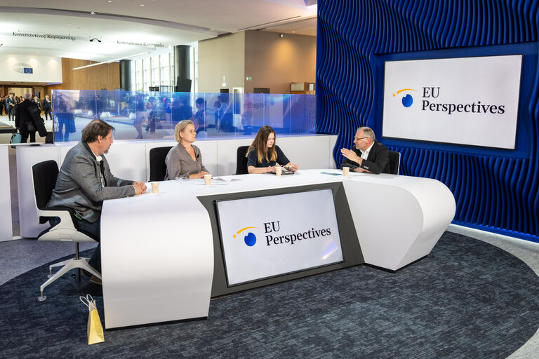 Podcast recording with MEPs Vrecionova, Fourreau, Waitz and Lins
