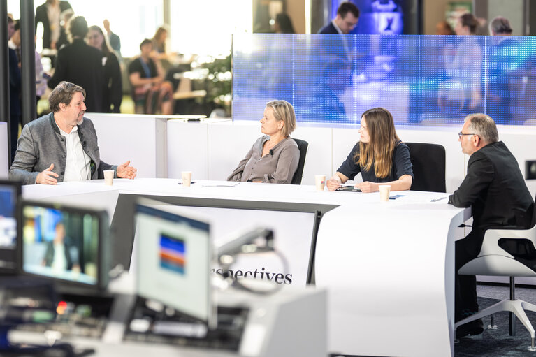 Podcast recording with MEPs Vrecionova, Fourreau, Waitz and Lins