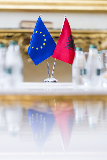 European Political Community Summit in Tirana (Albania) - Roberta METSOLA, EP President meets with Elisa SPIROPALI, Speaker of Parliament of Republic of Albania