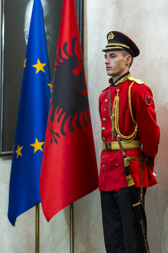 European Political Community Summit in Tirana (Albania) - Roberta METSOLA, EP President meets with Elisa SPIROPALI, Speaker of Parliament of Republic of Albania