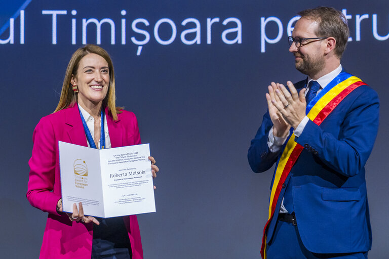 Roberta METSOLA, EP President Official visit to Timisoara (Romania) - Timișoara Award for European Values ceremony