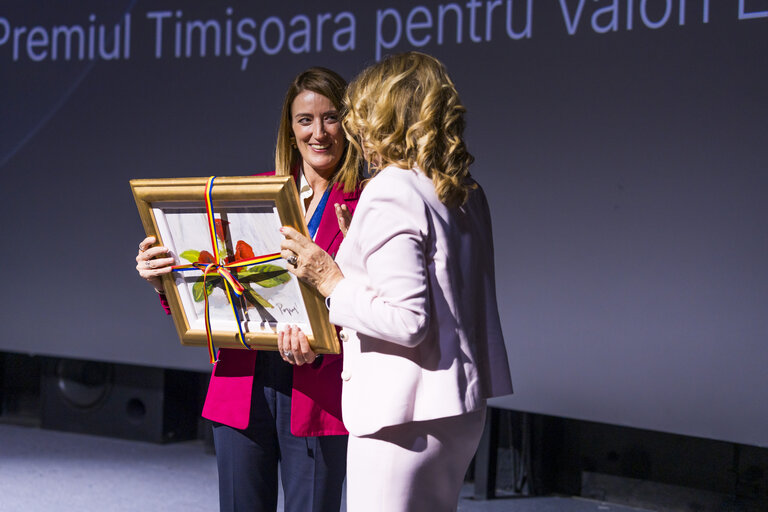 Roberta METSOLA, EP President Official visit to Timisoara (Romania) - Timișoara Award for European Values ceremony