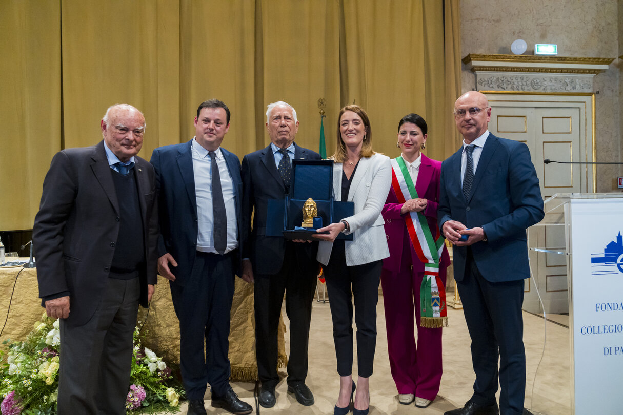Official visit by Roberta METSOLA, EP President to Italy - Keynote speech 'l'Europa è nelle mani degli Europei' at the Collegio Europeo di Parma and Reception of the Piccolo della Mirandola Prize