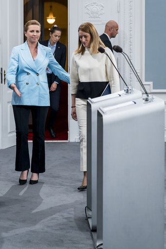 Roberta METSOLA, EP President meets with Mette FREDERIKSEN, Danish Prime Minister