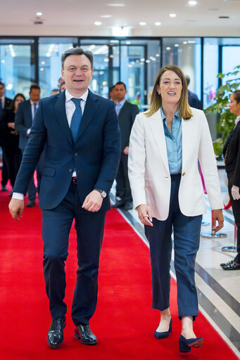 Billede 9: Roberta METSOLA, EP President meets with Dorin RECEAN, Prime Minister of the Republic of Moldova