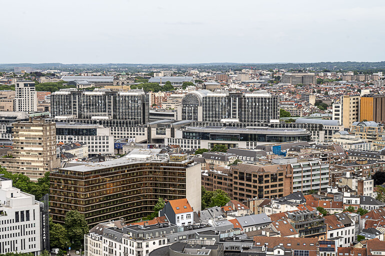 Foto 2: Aerial View of the EP buildings in Brussels from Bastion tower