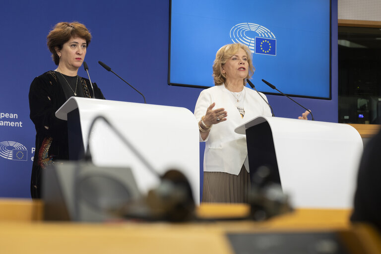 AFET press conference with Georgia's civil society activists leading mass pro-democracy protests across the country, on the occasion of AFET adoption of its annual Georgia report
