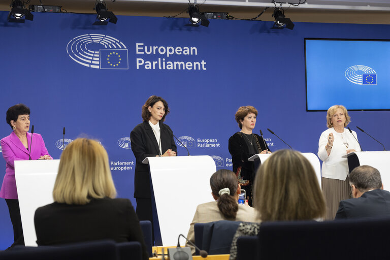 AFET press conference with Georgia's civil society activists leading mass pro-democracy protests across the country, on the occasion of AFET adoption of its annual Georgia report