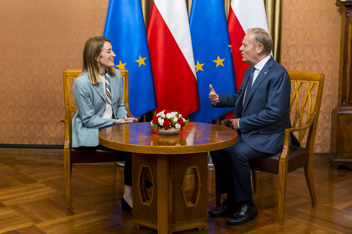 Roberta METSOLA, EP President, official visit to Warsaw and Lodz (Poland) - Meeting with Donald TUSK, Polish Prime Minister