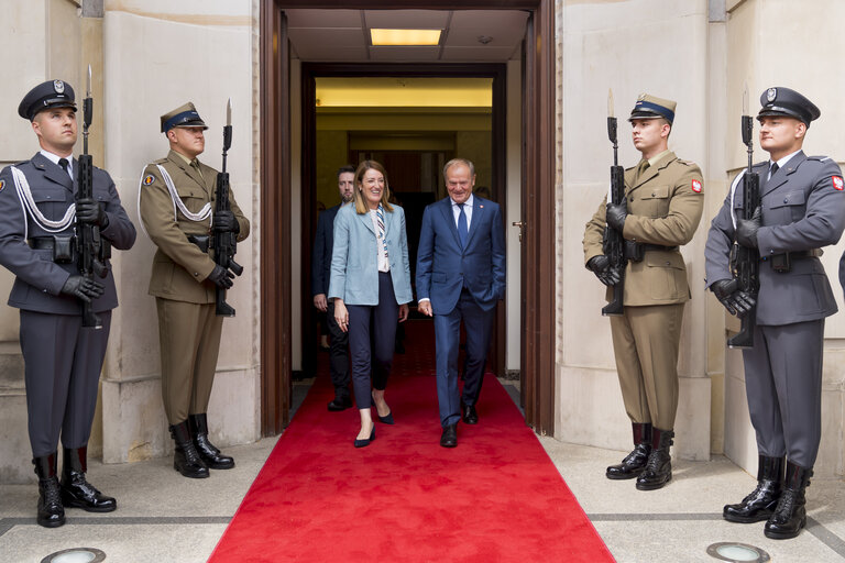 Roberta METSOLA, EP President, official visit to Warsaw and Lodz (Poland) - Meeting with Donald TUSK, Polish Prime Minister