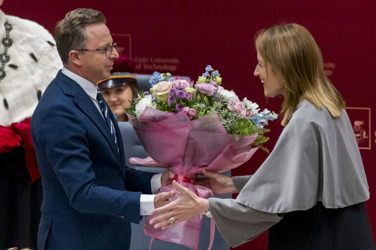 Roberta METSOLA, EP President, official visit to Warsaw and Lodz (Poland) - Honorary doctorate ceremony at Lodz University of Technology