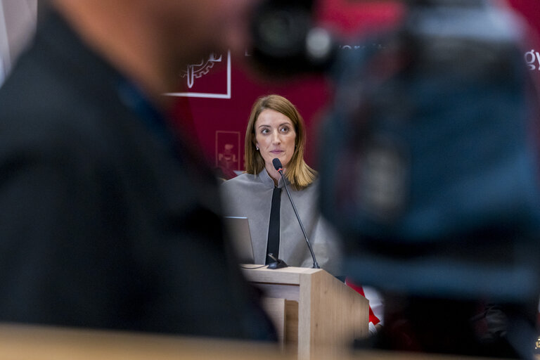 Roberta METSOLA, EP President, official visit to Warsaw and Lodz (Poland) - Honorary doctorate ceremony at Lodz University of Technology