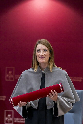 Roberta METSOLA, EP President, official visit to Warsaw and Lodz (Poland) - Honorary doctorate ceremony at Lodz University of Technology