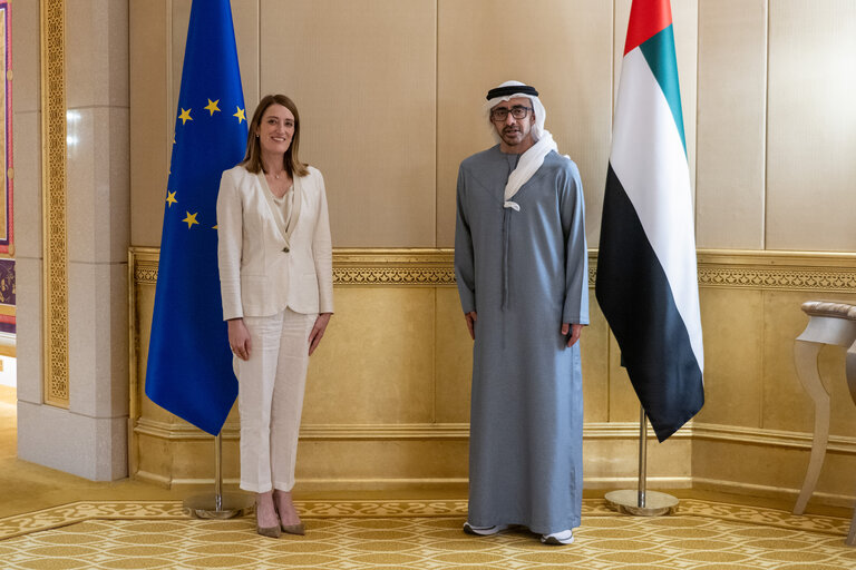 Official visit by Roberta METSOLA, EP President to Abu Dhabi (UAE) - Meeting with Abdullah BIN ZAYED AL NAHYAN, Minister of Foreign Affairs of the United Arab Emirates.