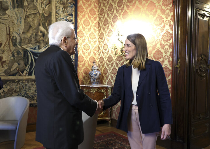 Official visit by Roberta METSOLA, EP President to Rome (Italy) - Meeting with Sergio MATTARELLA, President of Italy