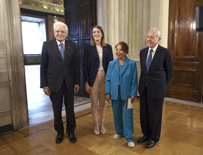 Official visit by Roberta METSOLA, EP President to Rome (Italy) - Meeting with Sergio MATTARELLA, President of Italy