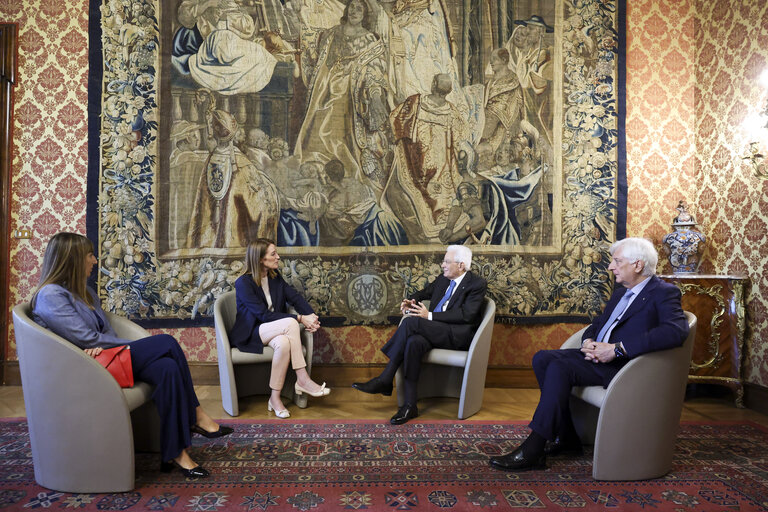 Official visit by Roberta METSOLA, EP President to Rome (Italy) - Meeting with Sergio MATTARELLA, President of Italy