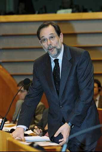 Photo 10 : Javier SOLANA, EU foreign policy chief during a session in Brussels in March 2000.