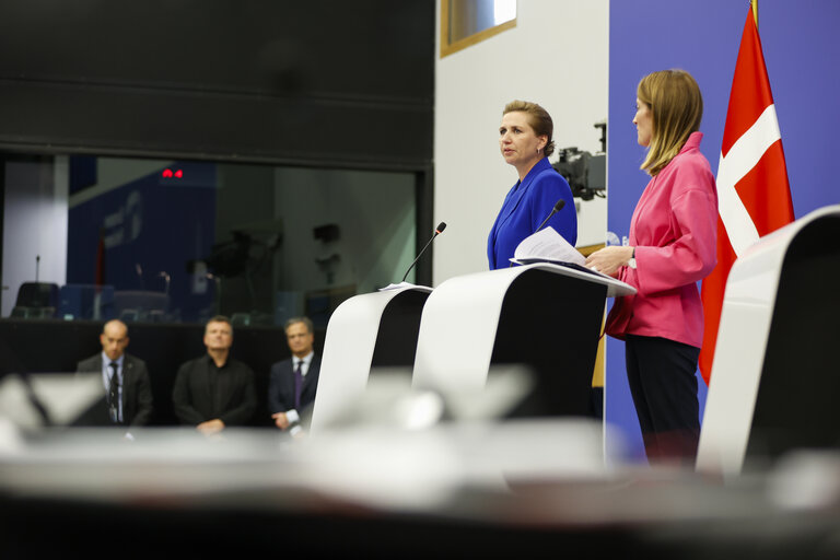 Press conference of Roberta METSOLA, EP President and Mette FREDERIKSEN, Danish Prime Minister