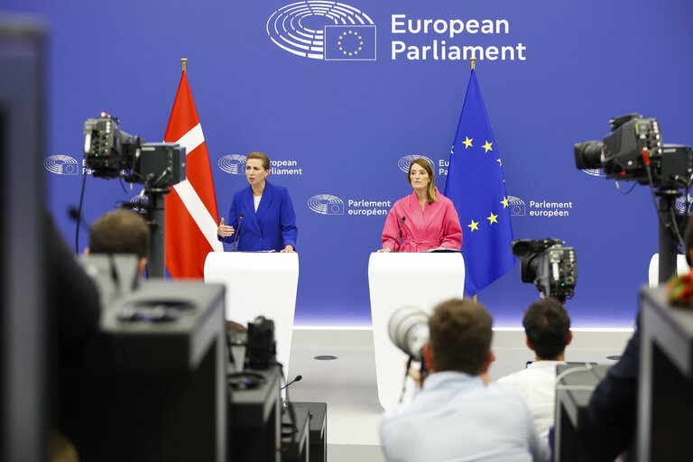 Press conference of Roberta METSOLA, EP President and Mette FREDERIKSEN, Danish Prime Minister