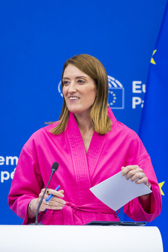 Press conference of Roberta METSOLA, EP President and Mette FREDERIKSEN, Danish Prime Minister