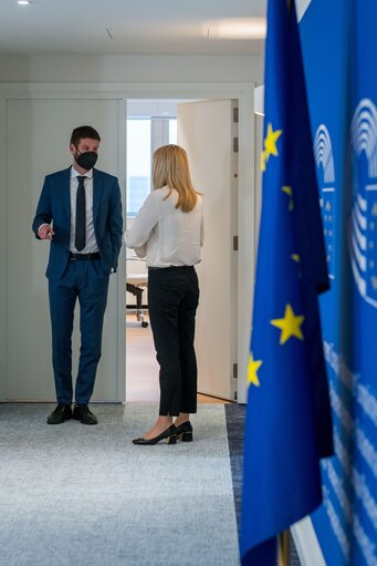 Roberta METSOLA, EP President meets with Michal SIMECKA, EP Vice-President
