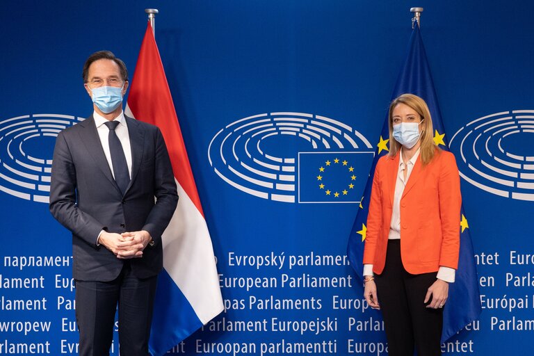 Foto 19: Roberta METSOLA, EP President meets with Mark RUTTE, Prime Minister of the Netherlands