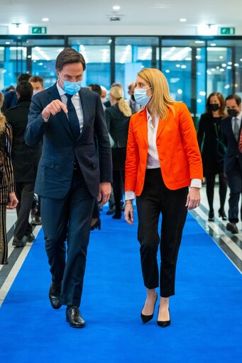 Foto 11: Roberta METSOLA, EP President meets with Mark RUTTE, Prime Minister of the Netherlands