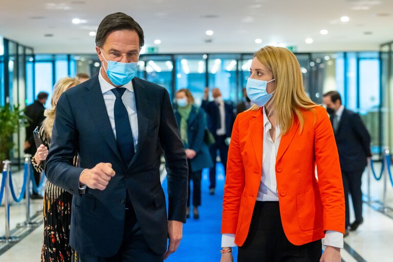 Foto 8: Roberta METSOLA, EP President meets with Mark RUTTE, Prime Minister of the Netherlands