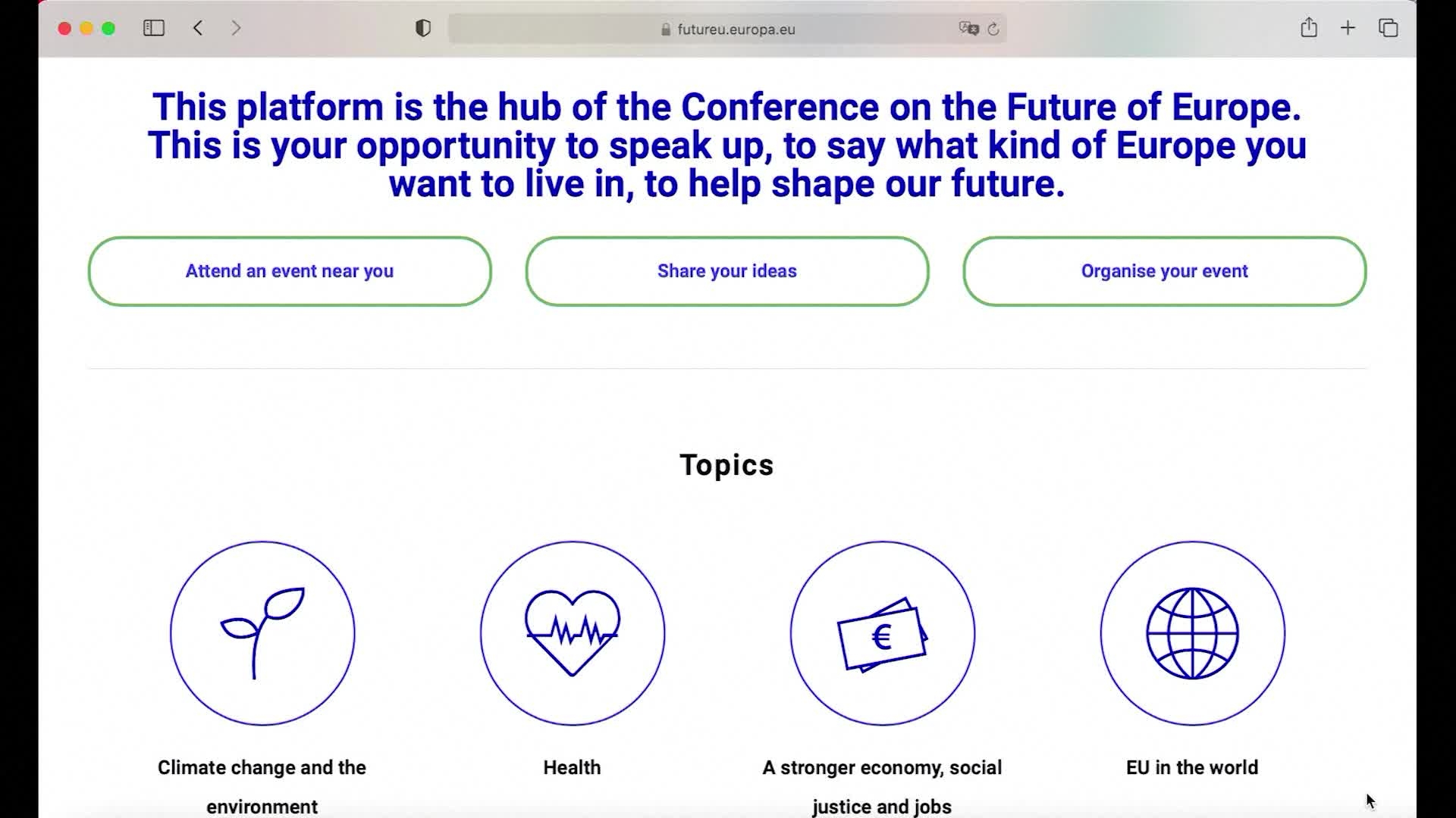 Infoclip: The platform of the Conference on the Future of Europe / futureu.europa.eu