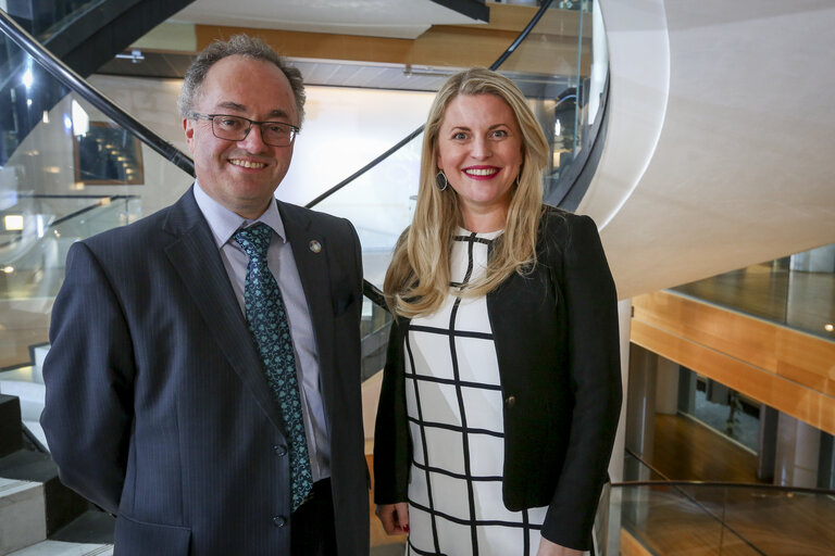 Emma MCCLARKIN with Rupert MATHEWS in the European Parliament in Strasbourg