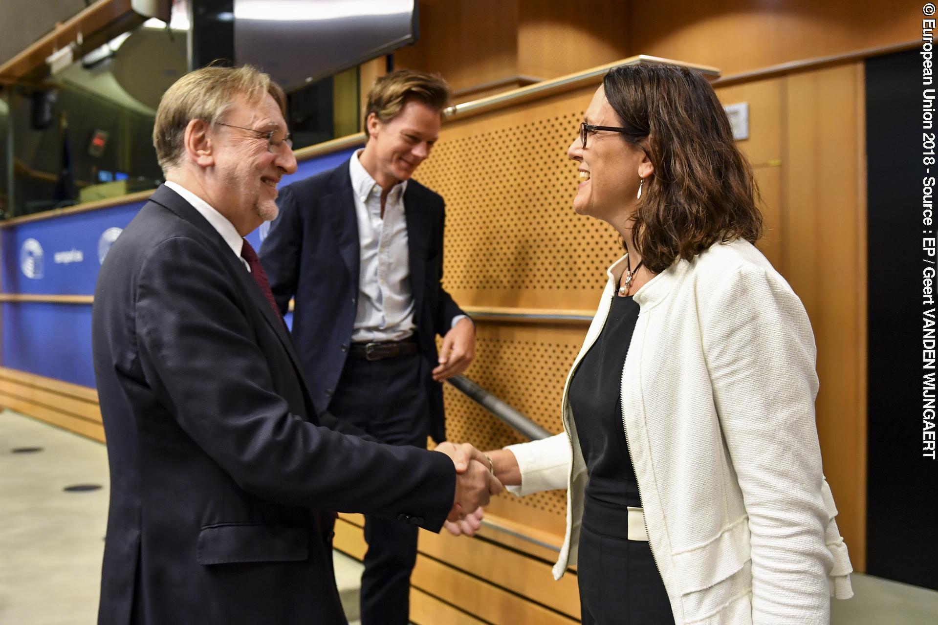 Photo 1: INTA committee meeting. Exchange of views with Cecilia MALMSTROM, Member of the EC in charge of Trade.