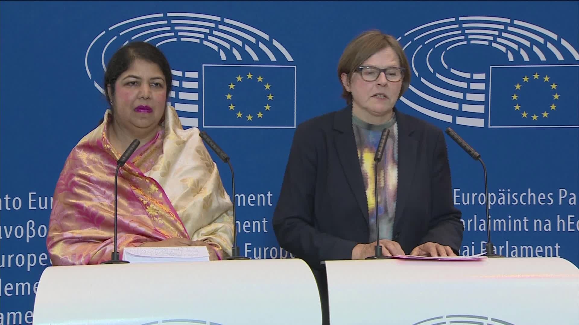 Press point by Heidi HAUTALA (Greens/EFA,FI), EP Vice-President, by Shirin Sharmin CHAUDHURY, Bangladesh Parliament speaker (12:44 - 12:51)